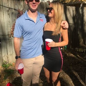 Forever 21 black bodycon with red side stripes